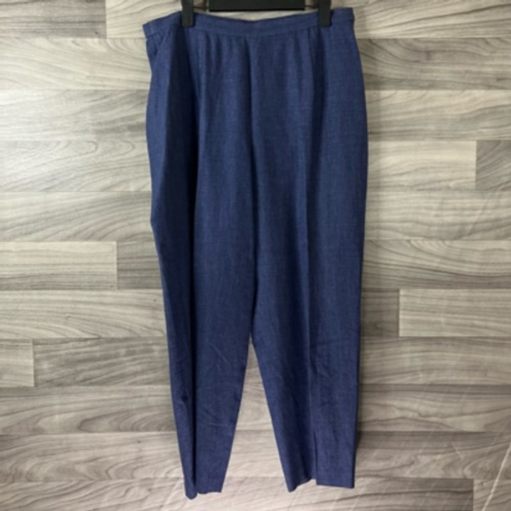 Talbots Womens Tapered Pants Blue Heathered High Rise Zipper Career Trouser 12